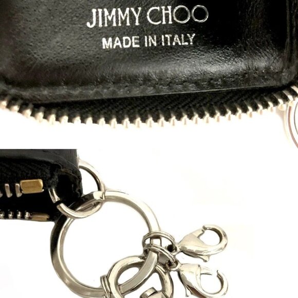 Jimmy Choo MALONE YSN Flat Star Studs Leather Card Case Black/7BH0095 - Picture 8 of 8